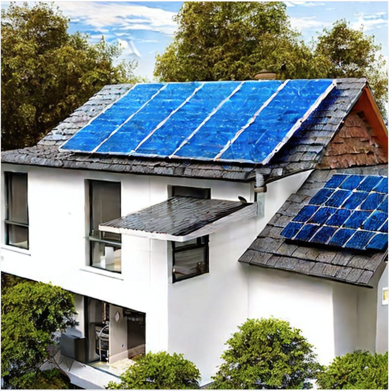 ai generated image of solar panels on a roof.