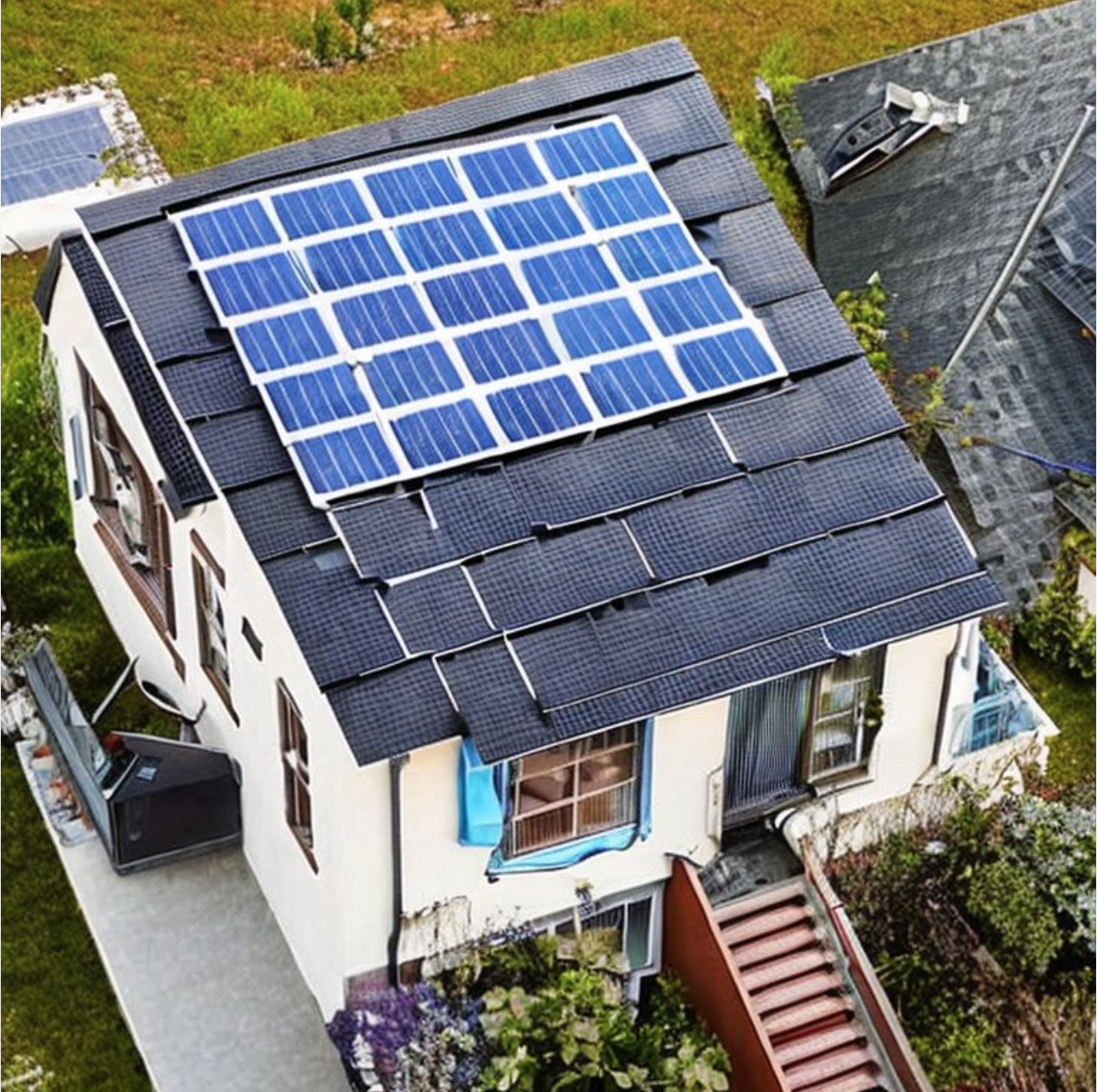 solar panels on top of a roof, stacked on top of each other